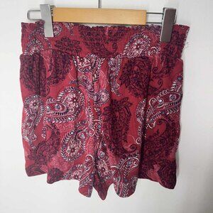Knox Rose Women's Shorts Floral Elastic waistband Red XS